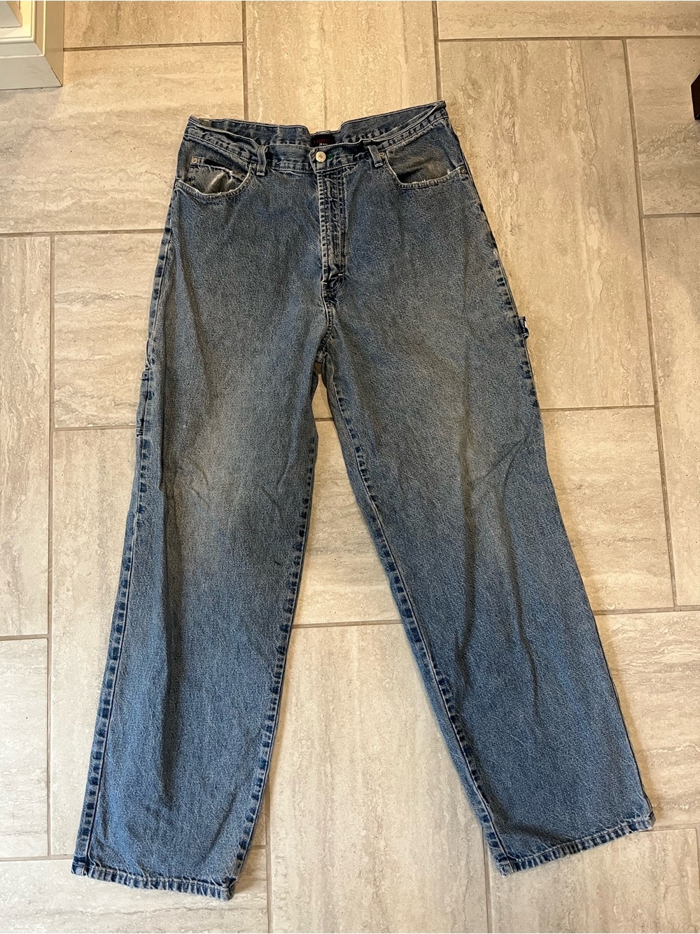 Vintage Tommy Hilfiger Men’s Washed Blue Relaxed Carpenter Jeans - Picture 2 of 11
